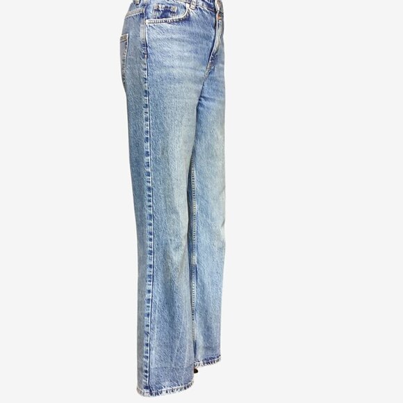 ZARA Denim Blue Jeans High Waist Straight Leg Sz 4 30x32 #220M - Picture 4 of 11